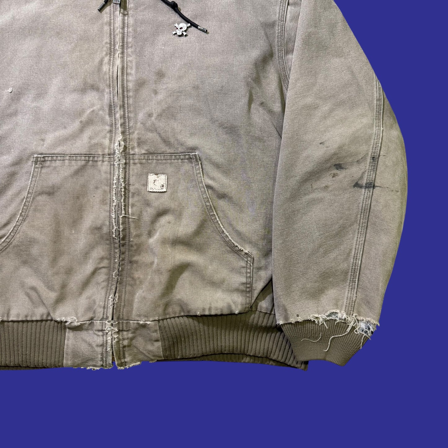 Vintage Carhartt Tan Hooded Jacket J130 DES Size XXL