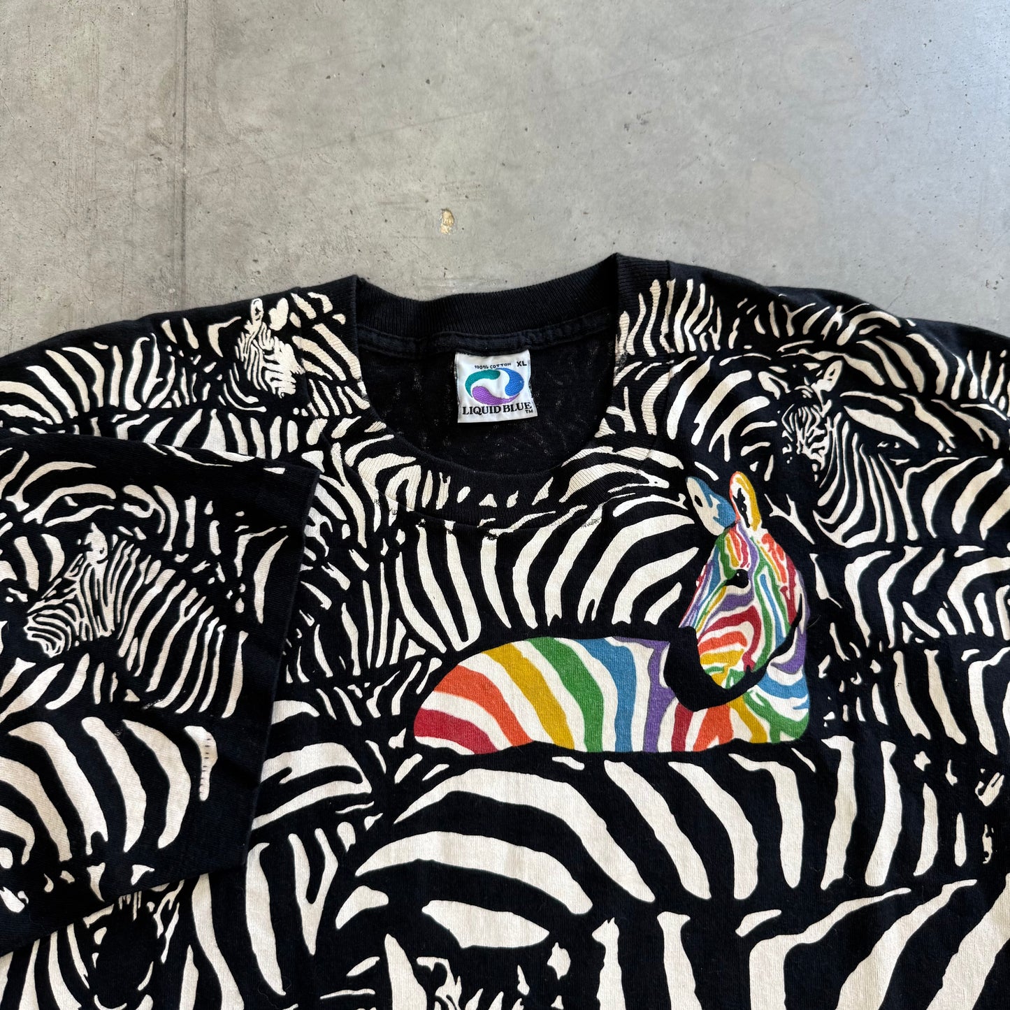 Vintage Zebra Liquid Blue 1993 AOP Shirt Size XL