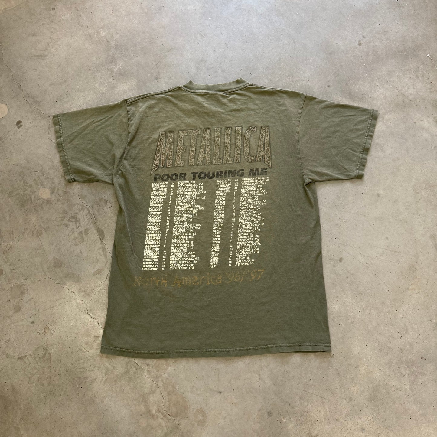 Vintage Metallica 1996 Tour Shirt Size XL