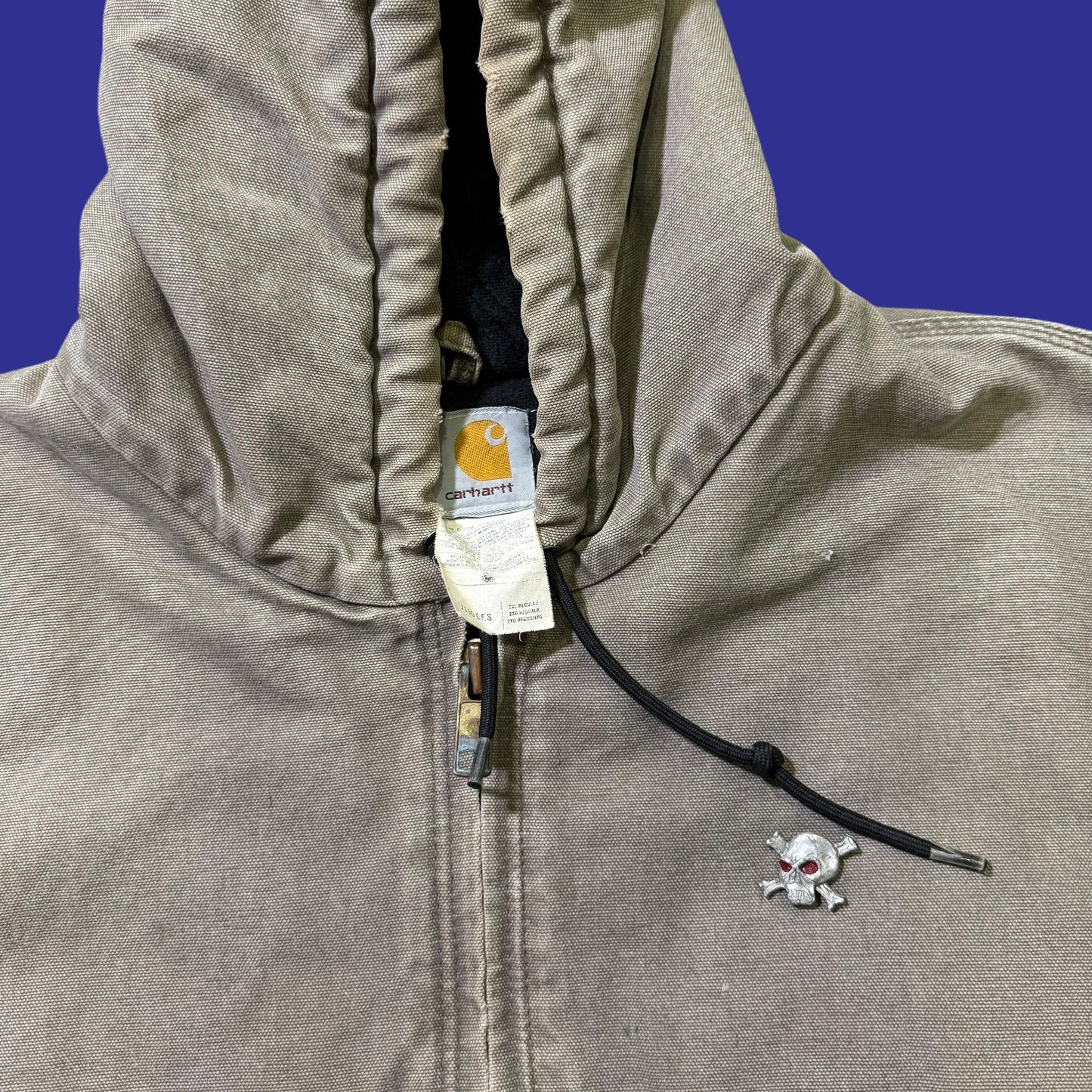 Vintage Carhartt Tan Hooded Jacket J130 DES Size XXL