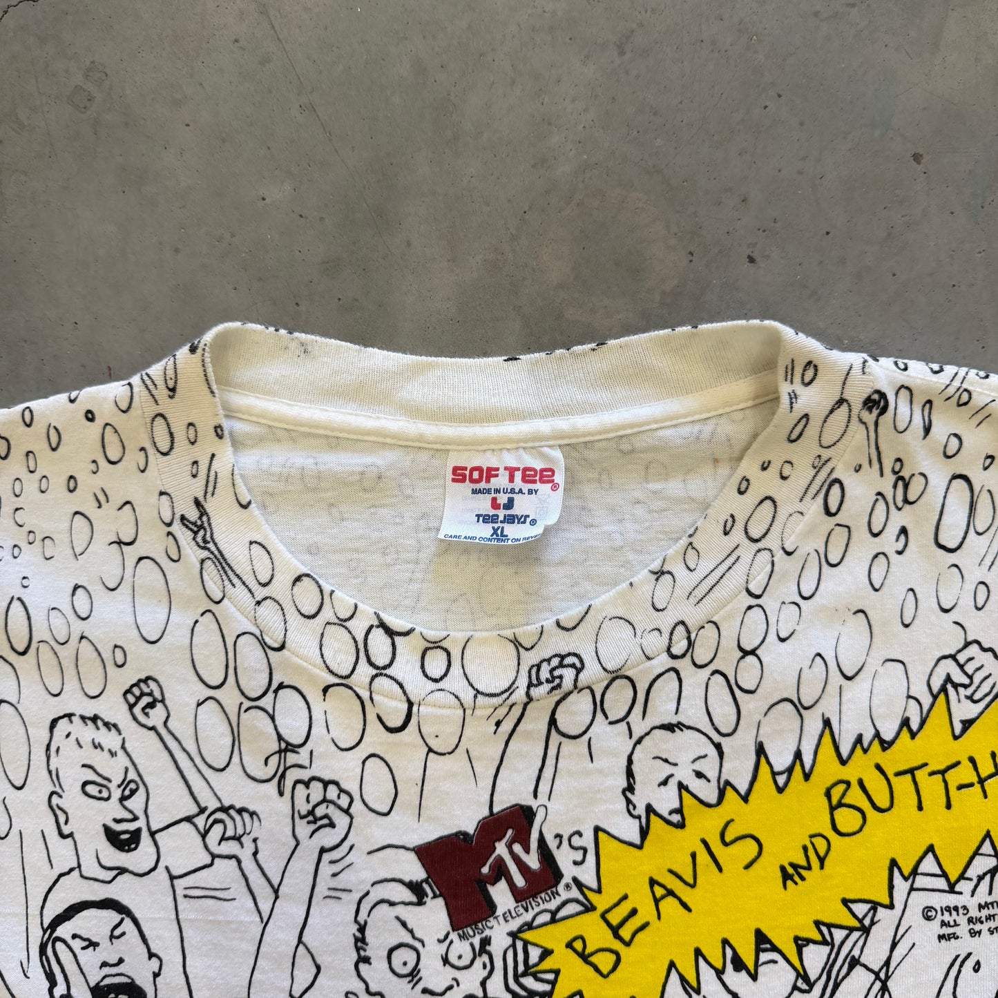Vintage Beavis & Butthead 1993 AOP Shirt Size XL