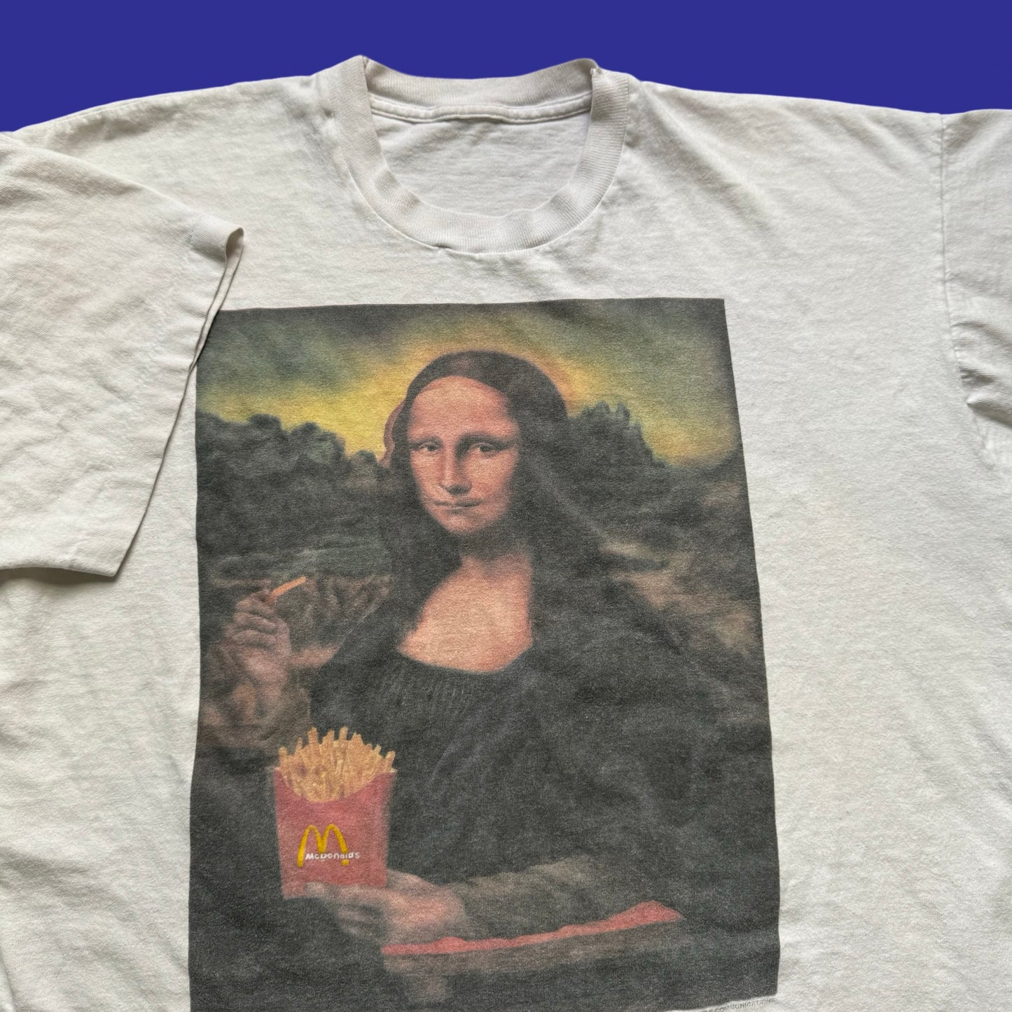 Vintage Mona Lisa McDonalds Parody Shirt Size XL