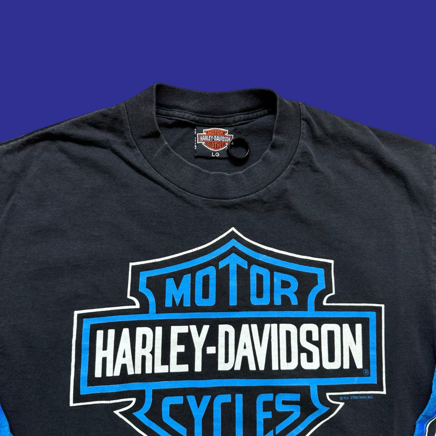 Vintage Harley Davidson Blue Flame 1988 Long Sleeve Size L