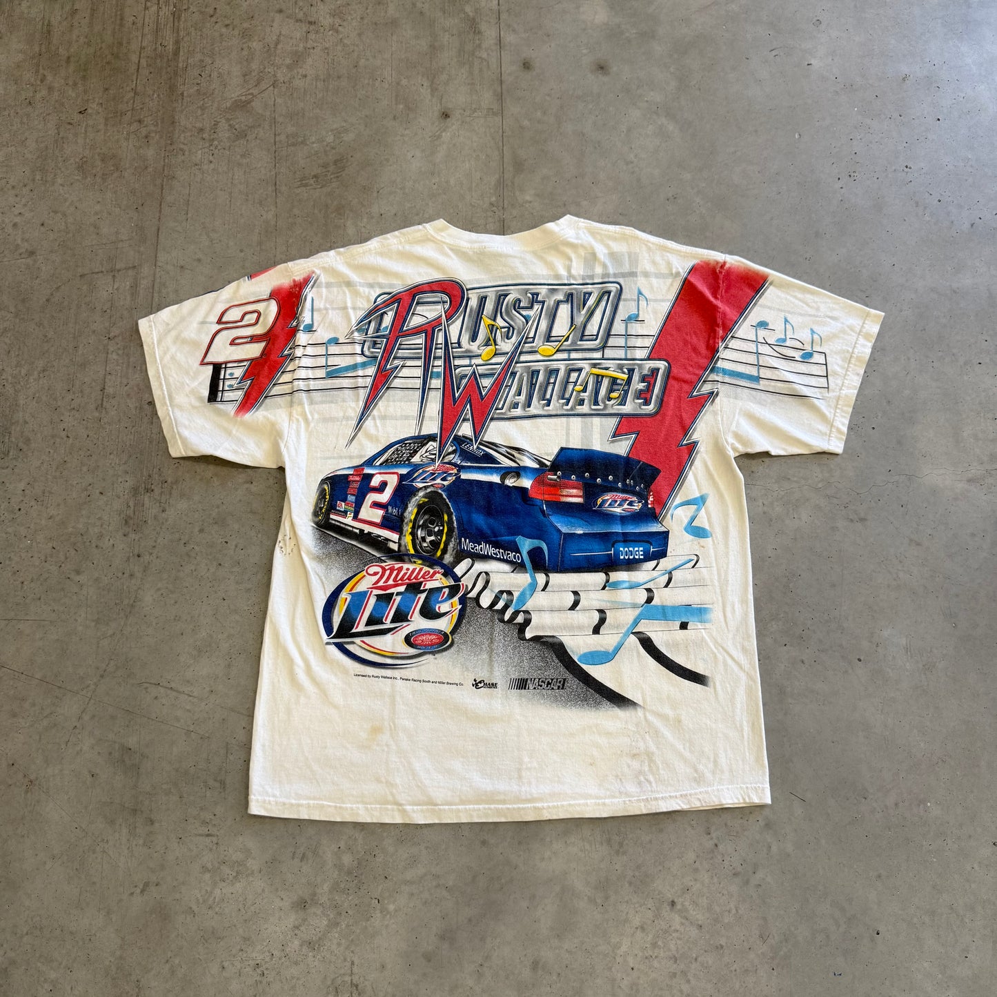 Vintage Nascar Rusty Wallace “Rockin In The USA” AOP Shirt Size XL