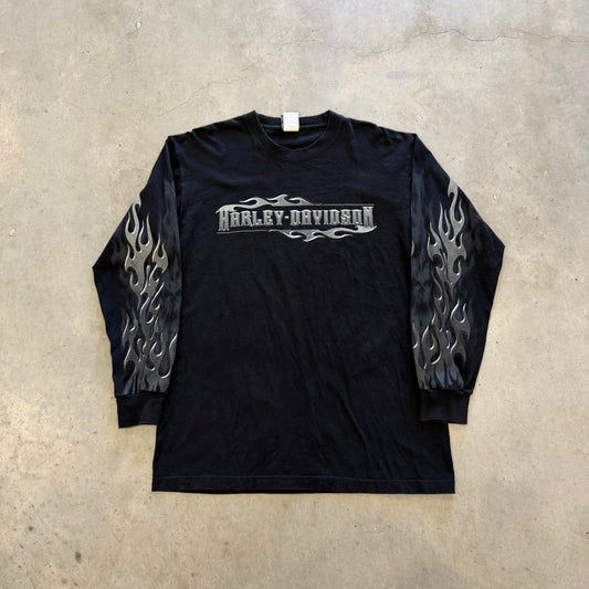 Vintage Harley Davidson Chrome Flame Long Sleeve Shirt Size L