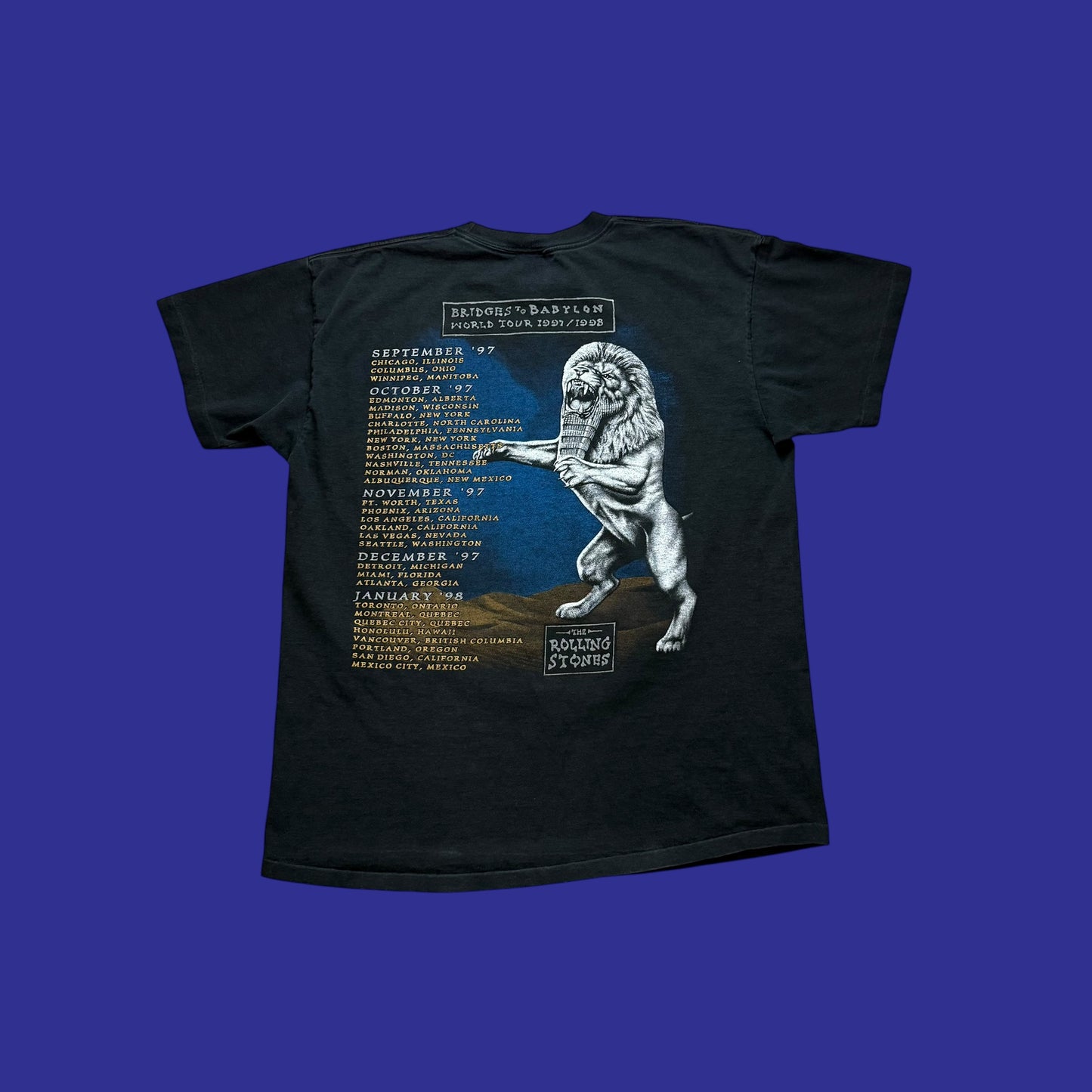 Vintage The Rolling Stones “Bridges To Babylon” Lion Shirt Size XL