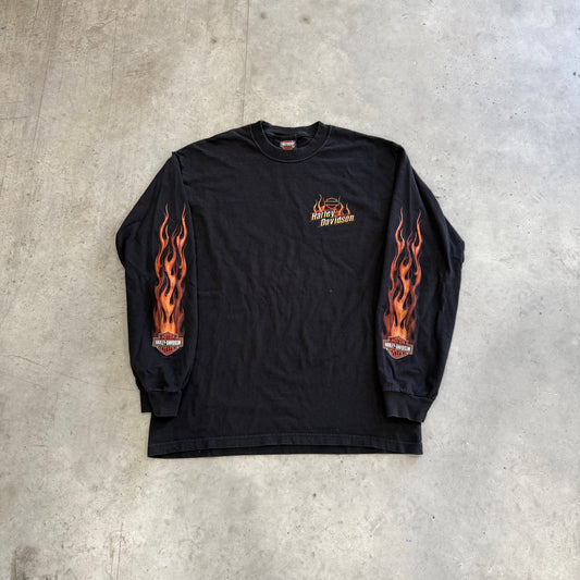Harley Davidson Flame Long Sleeve Size Large