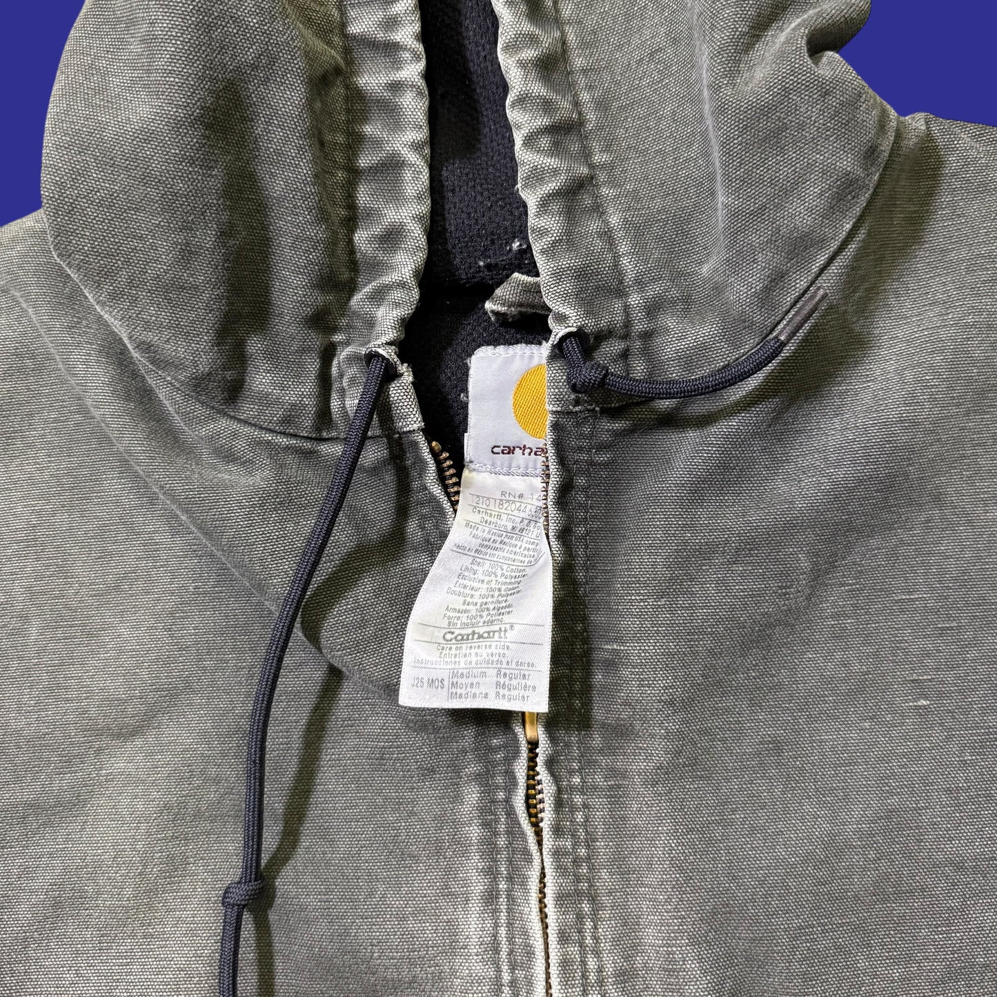 Vintage Carhartt Green Hooded Jacket J25 MOS Size M