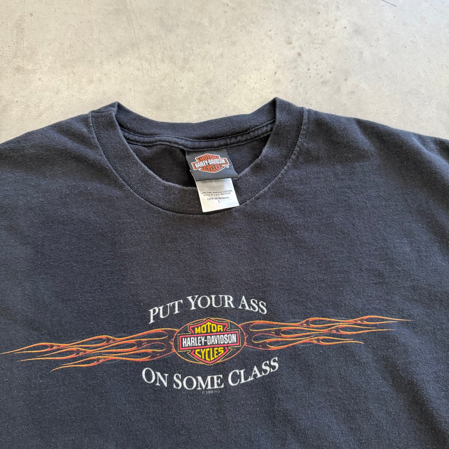 Harley Davidson “Put Your Ass On Some Class” Flame Long Sleeve Shirt Size L