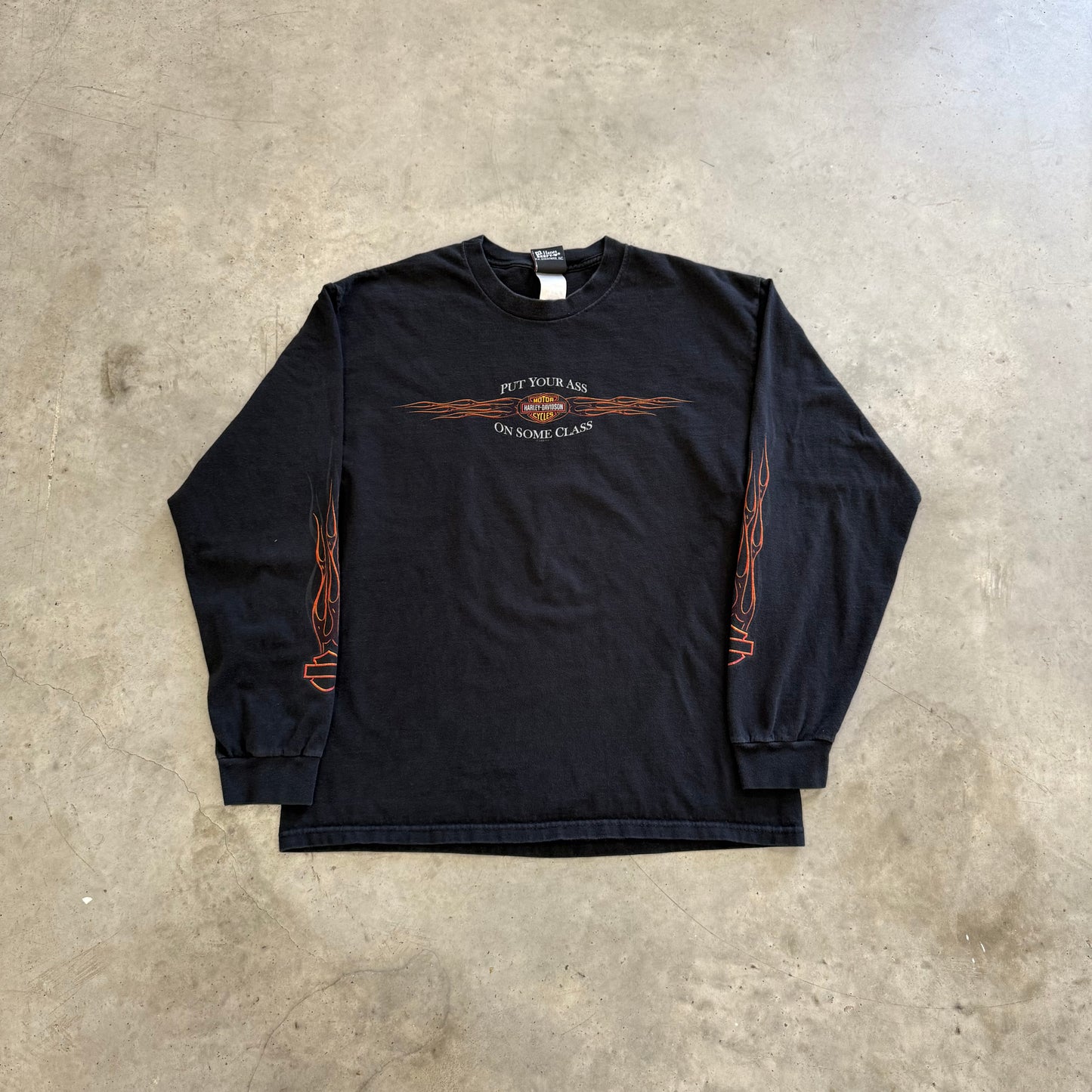 Harley Davidson “Put Your Ass On Some Class” Flame Long Sleeve Shirt Size L