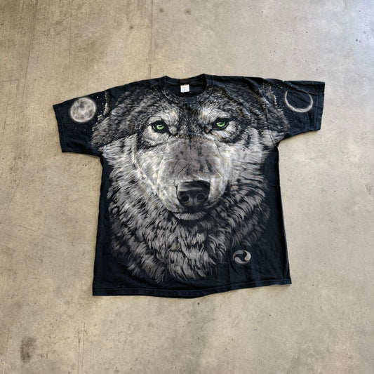 Vintage Wolf Liquid Blue AOP Shirt Size XXL