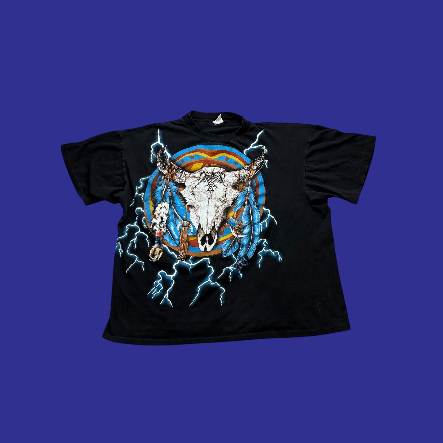 Vintage American Thunder Bull Skull Shirt Size XXL