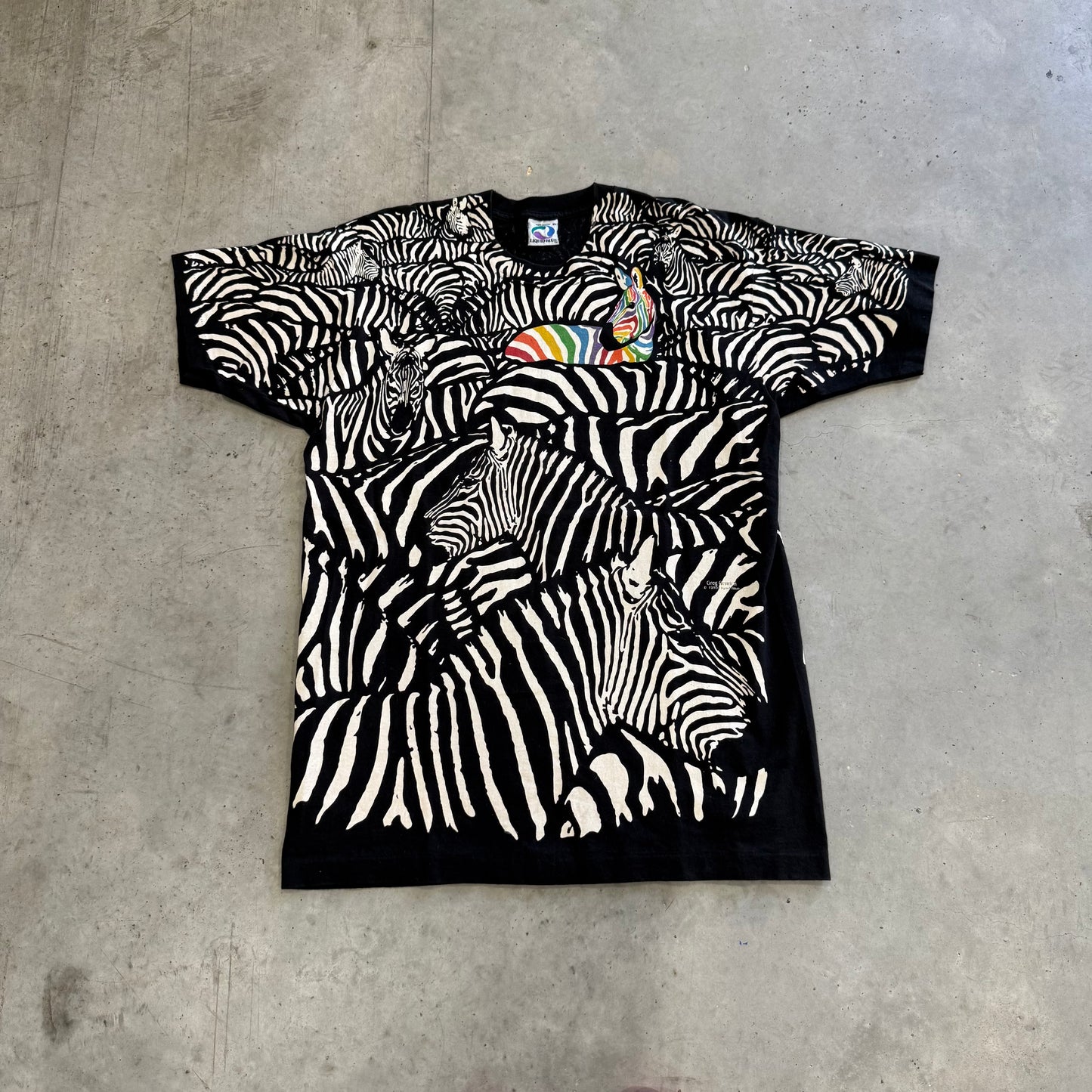Vintage Zebra Liquid Blue 1993 AOP Shirt Size XL