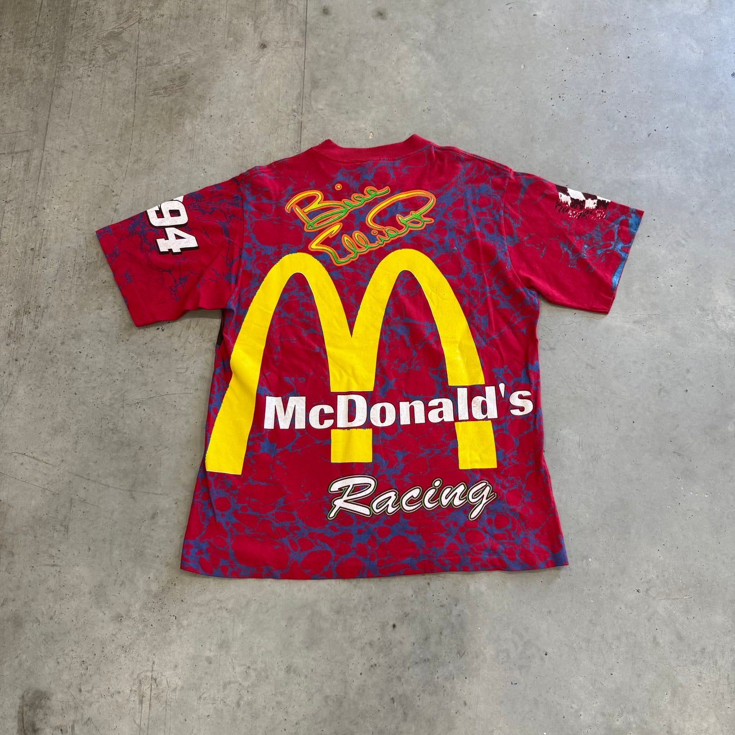Vintage Bill Elliott McDondals Racing AOP Shirt Size Large