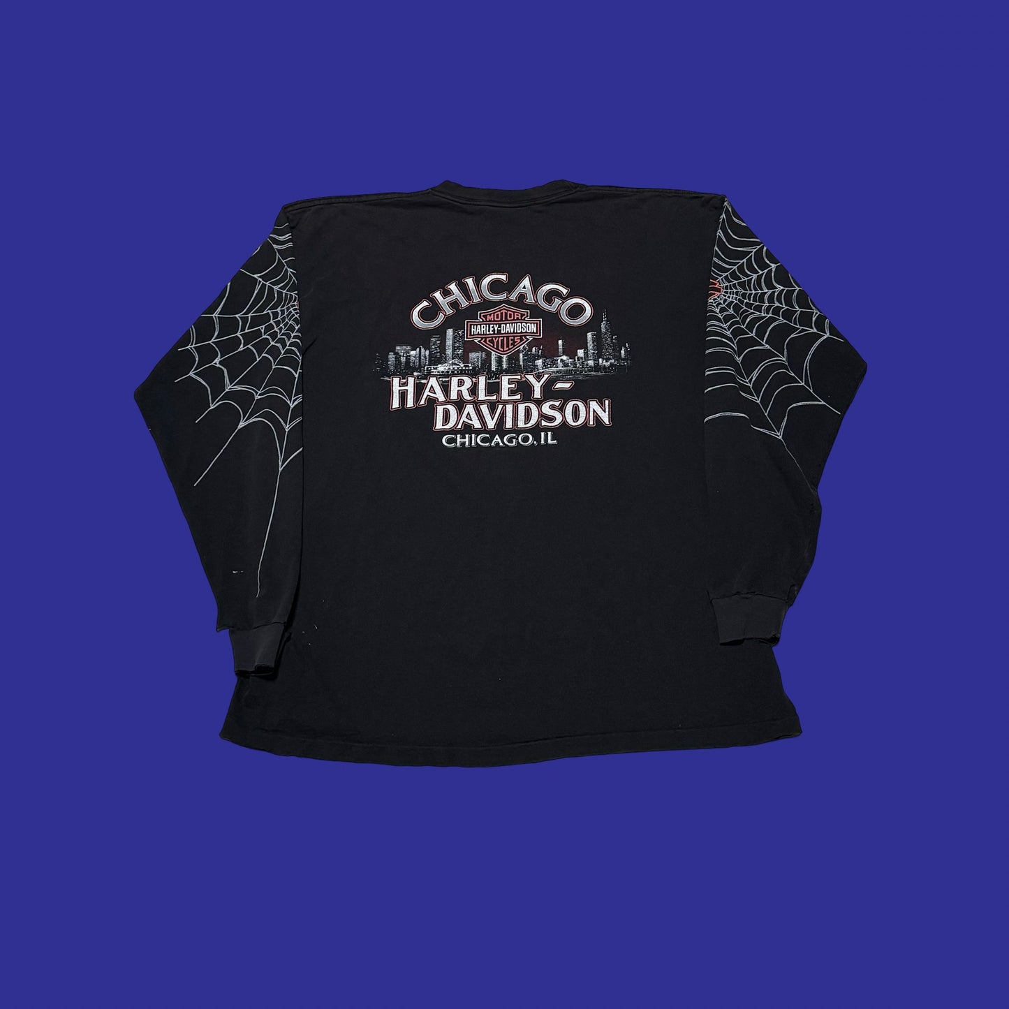 Vintage Harley Davidson Spider Web Long Sleeve Size 2XL