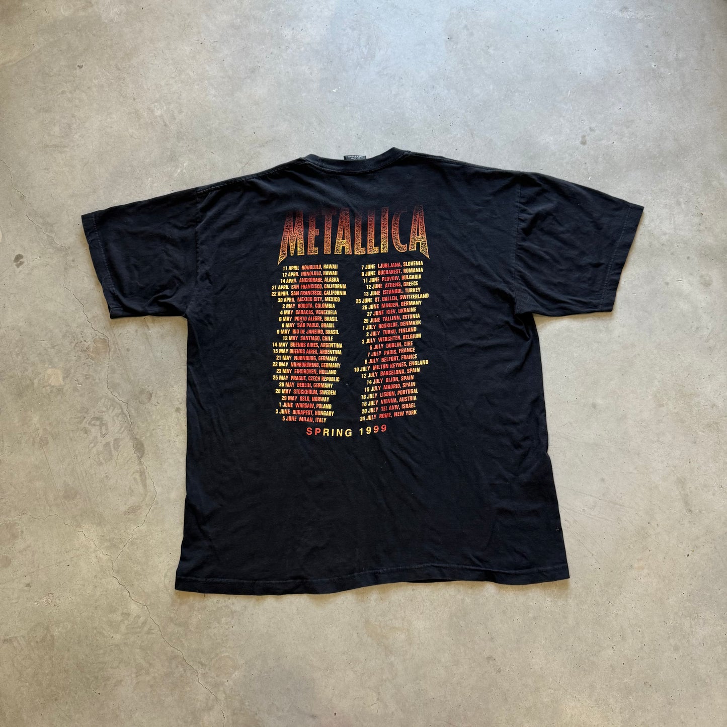 Vintage Metallica Spring 1999 Tour Shirt Size XL