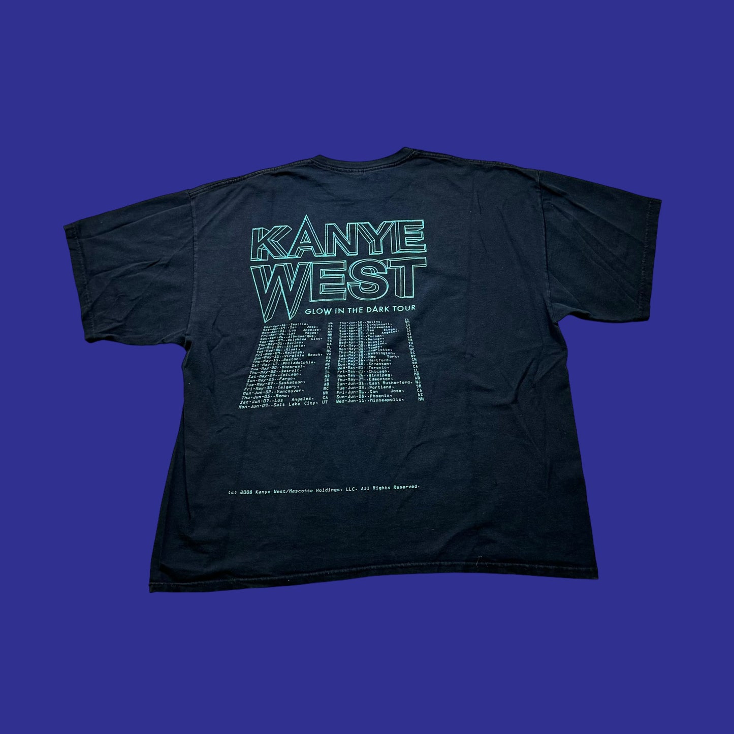 Kanye West 2008 Glow In The Dark Tour Shirt