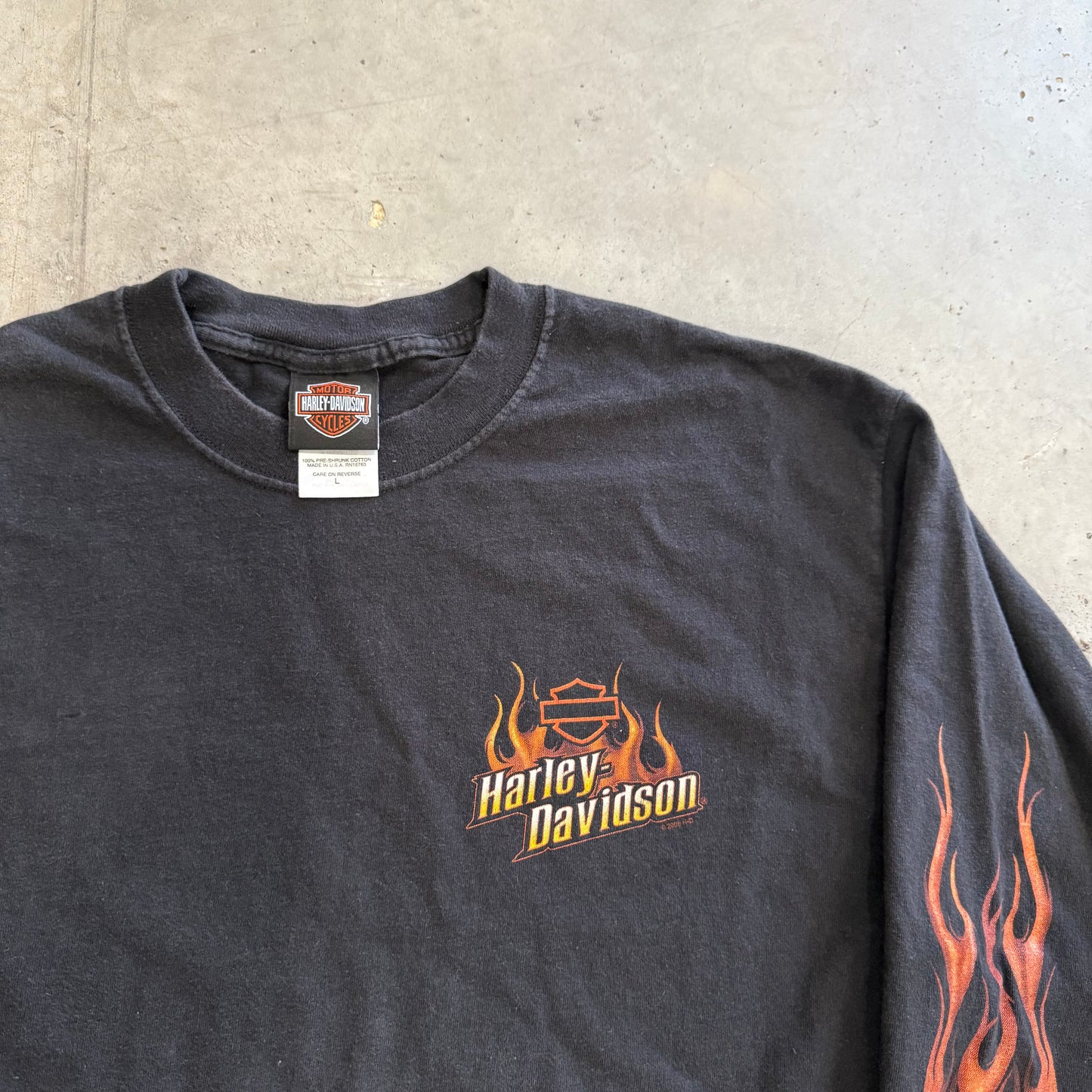 Harley Davidson Flame Long Sleeve Size Large