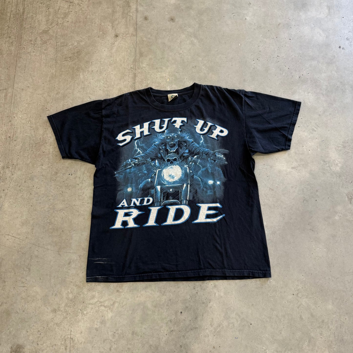 Vintage Shut Up And Ride Liquid Blue Shirt Size XL
