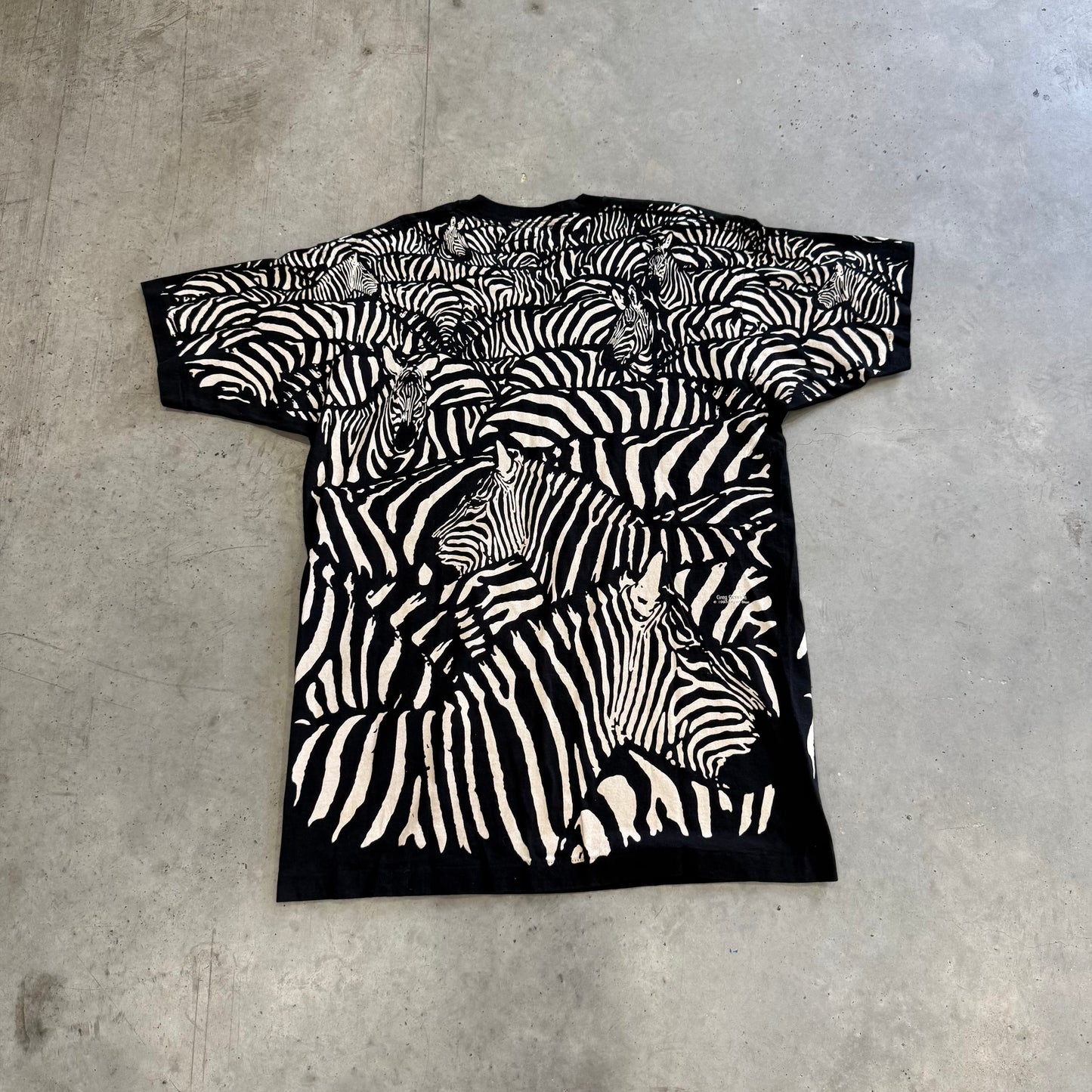 Vintage Zebra Liquid Blue 1993 AOP Shirt Size XL