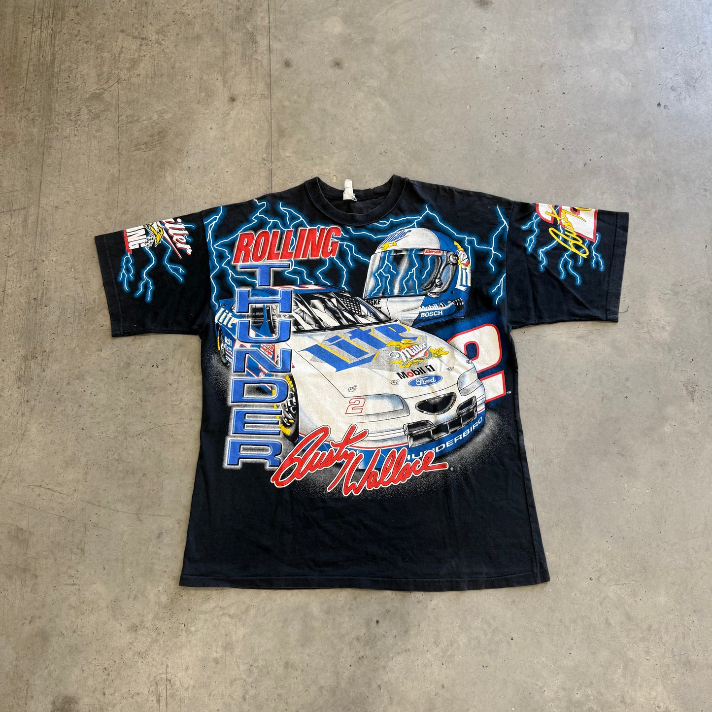 Vintage Nascar Rusty Wallace “Rolling Thunder” AOP Shirt Size XL