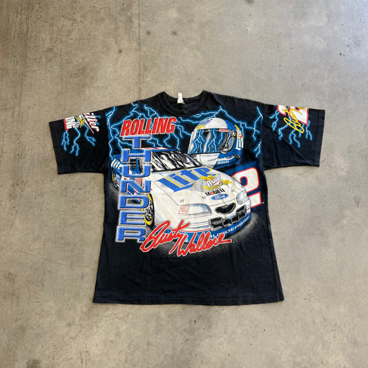 Vintage Nascar Rusty Wallace “Rolling Thunder” AOP Shirt Size XL